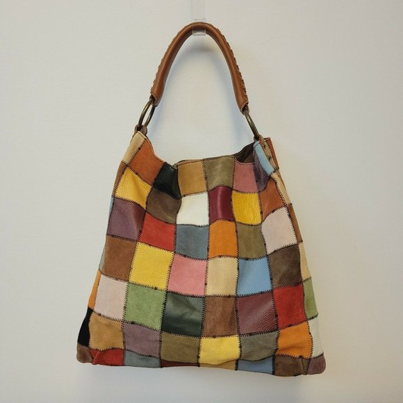 Lucky Brand Handbags - Lucky Brand Leather Patchwork Hobo Bag
